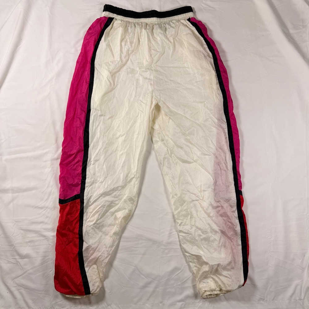 Milano Sport Colorblock 90s Track Pants Women's Medium White Pink‎ Red Athletic